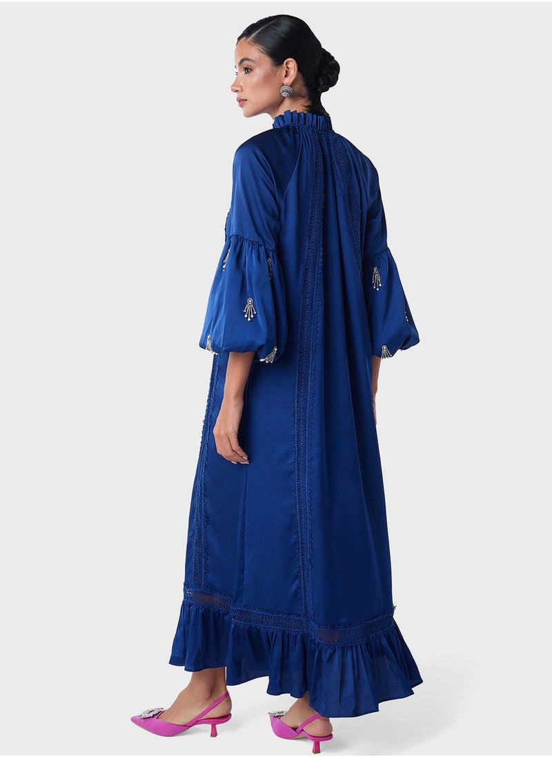 Threadz by Ajooni - Peplum Hem Embellished Sleeve Kaftan - Image 1