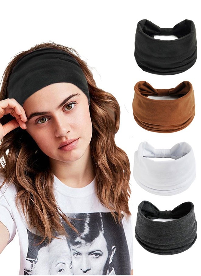 وهاواي 4 Pack Wide Headbands for Women Non Slip Stylish Head Bands Boho Thick Large Headwraps for Wigs Cute Hair Bands Stretchy Fashion Summer Hair Accessories  - Image 1