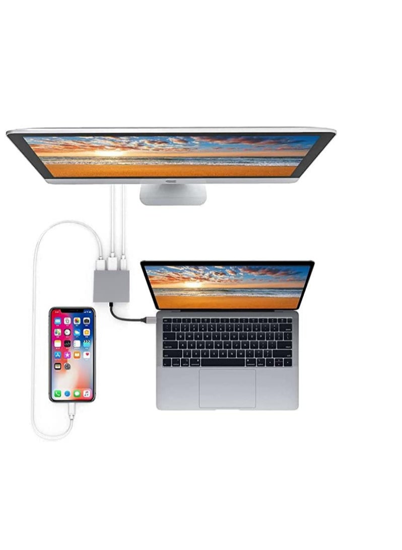 Generic - محول HUB USB-C إلى HDMI (يدعم 4K/UHD) كابل محول 3 في 1 من النوع C لأجهزة MacBook Pro 2017/2018، وMacBook، وMac Pro، وiMac، وChromebook، وأجهزة USB 3.0 Type-C الأخرى - Image 1