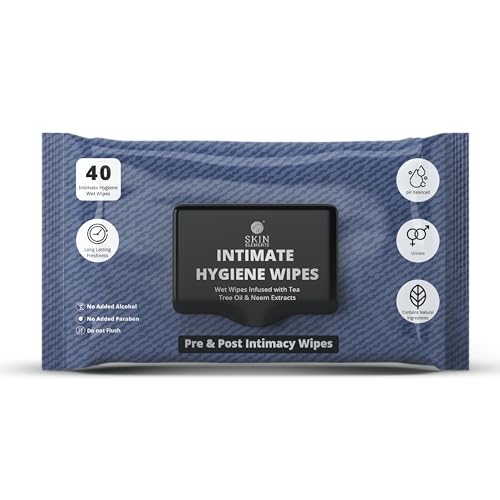 Skin Elements Intimate Hygiene Wipes Unisex pH Balanced Wet Wipes Tea Tree Oil Neem Extracts 40 Intimate Hygiene Wet Wipes Pre and Post Intimacy - Image 1