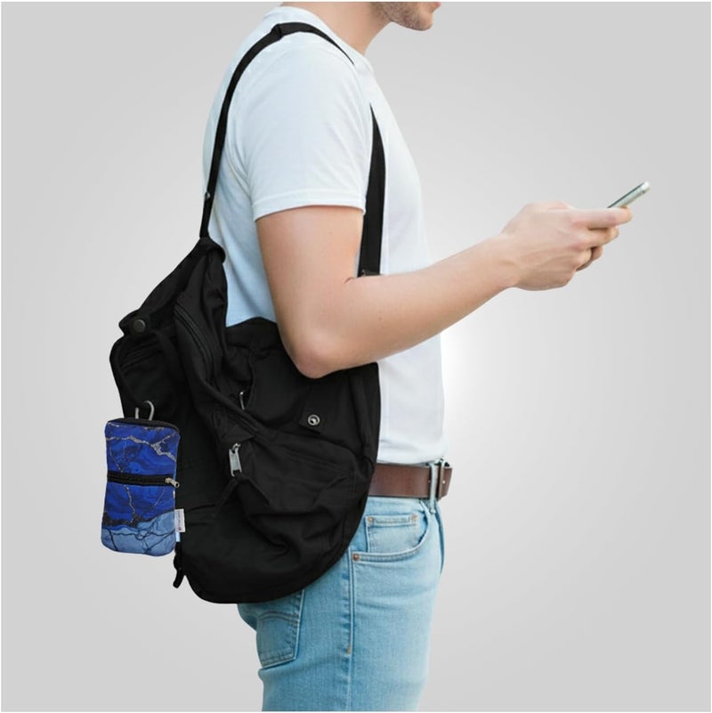 Tainada Men Women Cell Phone Neoprene Shockproof Zippered Sleeve Case Bag Pouch w/Carabiner, Neck Lanyard, Belt Loop Holster for iPhone 17/16 Pro Max,16 Plus,16e, Samsung S25+, S24, A56 (Marble Blue) - Image 3