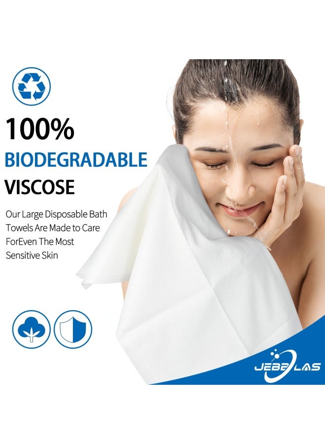 Jebblas Disposable Bath Towels Shower Bath Big Towels Body Towel White Guest Towels For Traveling Hiking Camping Backpack Cycling Bicycle Road Trip 55 X27.5 Inches 8 Pack  - Image 2