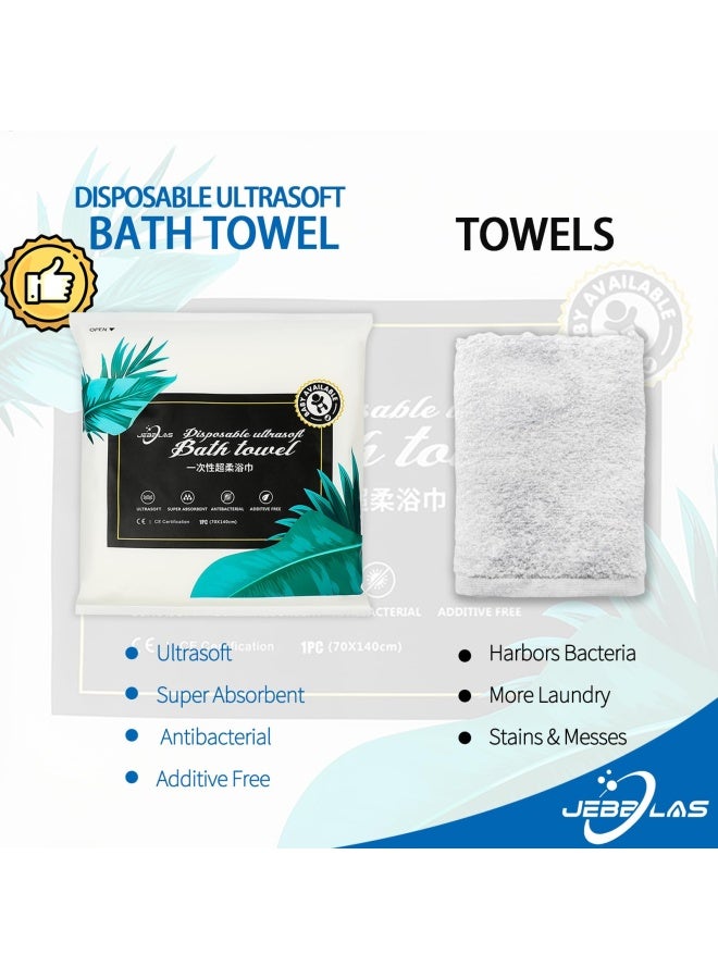 Jebblas Disposable Bath Towels Shower Bath Big Towels Body Towel White Guest Towels For Traveling Hiking Camping Backpack Cycling Bicycle Road Trip 55 X27.5 Inches 8 Pack  - Image 4