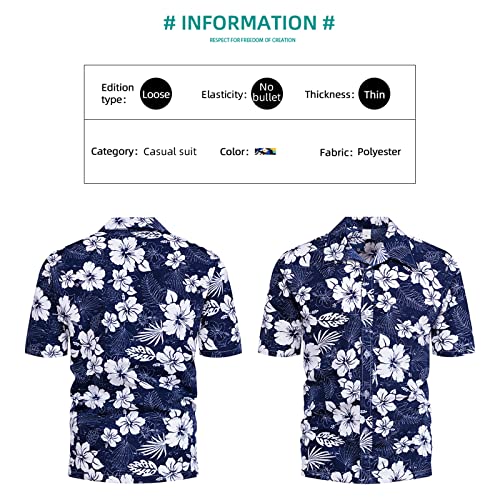 Sumolux Mens Hawaiian Floral Shirts Button Down Tropical Holiday Beach Shirts - Image 2