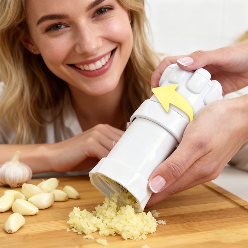 5 In 1 Heavy Duty Garlic Press With Stainless Steel Blades And Ergonomic Handle 2pcs Multi Functional Food Processor For Crushing Chopping Peeling Mincing And Blending Dishwasher Safe Space Saving Design - Image 3