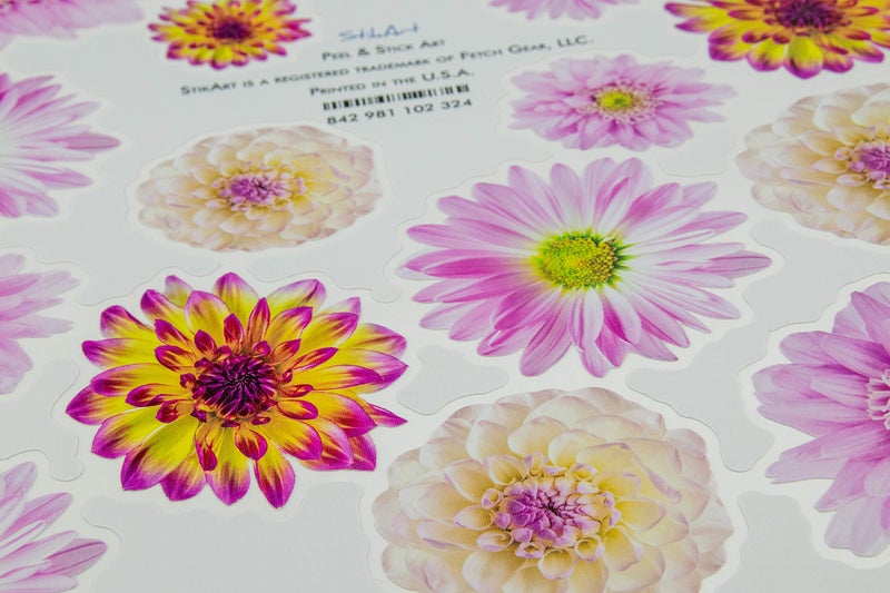 Stikart 20 Peel and Stick Purple and White Dahlias and Daisies Flowers for Galls - Image 2