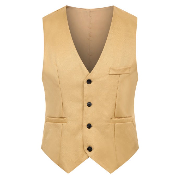 2024 Spring and Autumn New British Fashion Mens Suit Vest Slim-fit Waistcoat Mens Vest Korean Style Suit Vest 107-Khaki  - Image 1
