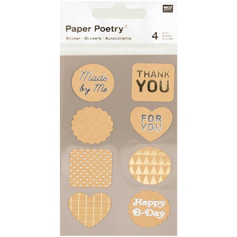 RICO DESIGN Sticker Labels - Metallic (Kraft Paper )