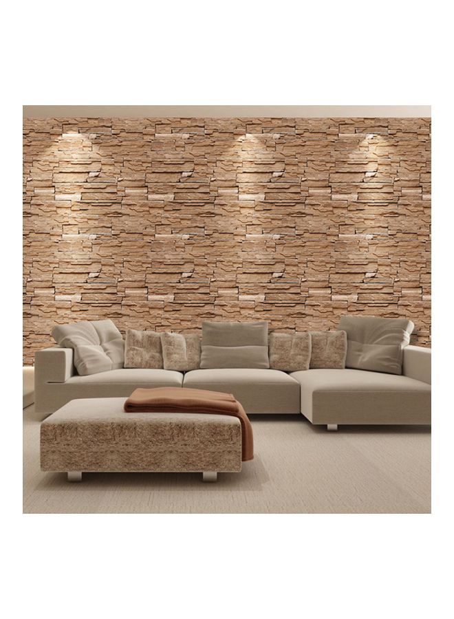 NIBEMINENT Qiangtie 3D Self Adhesive Brick Pattern Waterproof Wallpaper Brown/White/Red 2x0.45meter - Image 1