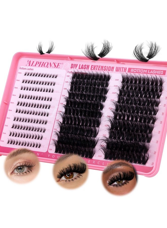 alphonse Fluffy Lash Clusters with Bottom Lashes Cluster Eyelash Extensions Thick Volume Individual Lashes 320pcs ALPHONSE Lash Extension Clusters for Beginners (150D+200D, 12-20mm) - Image 1