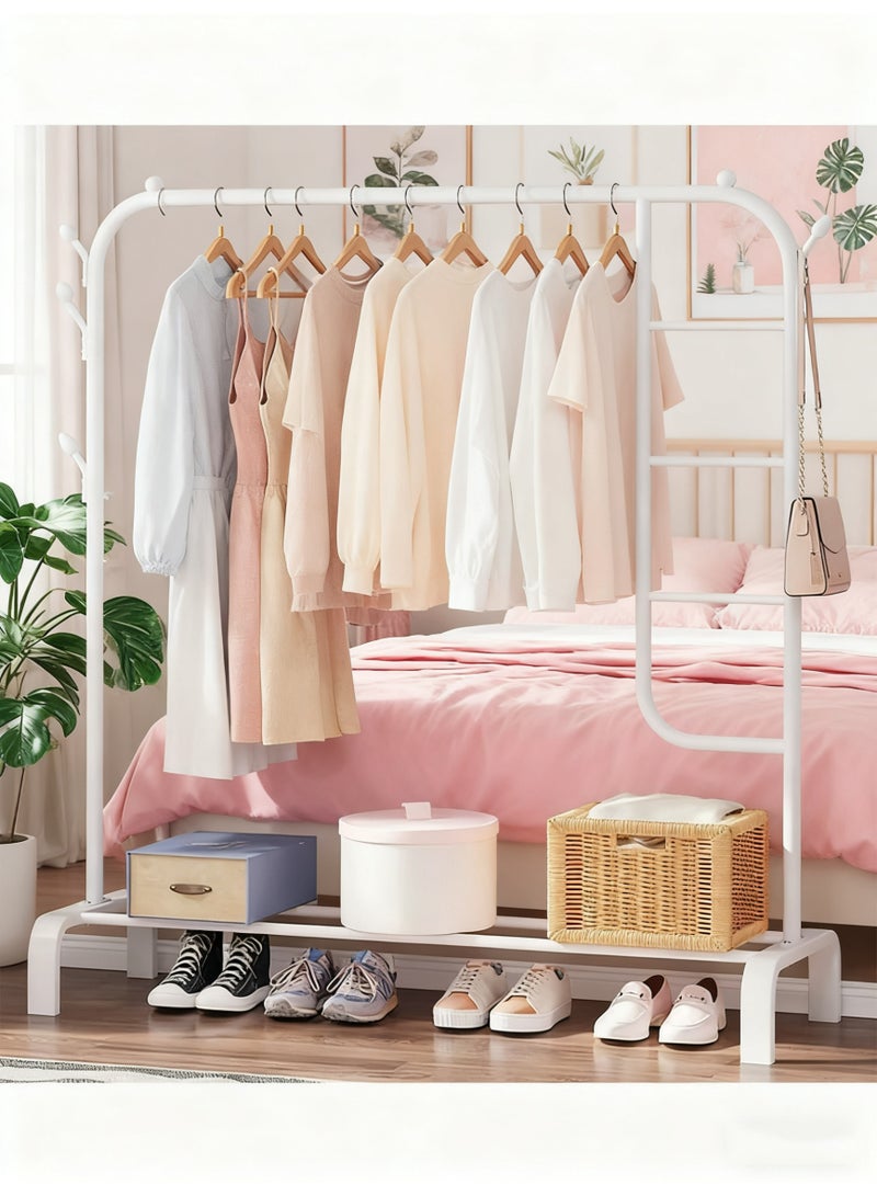 رولستيمي رف ملابس معدني أبيض حديث وبسيط مع تخزين متعدد الطبقات لغرفة النوم وغرفة المعيشة والمدخل - Image 1