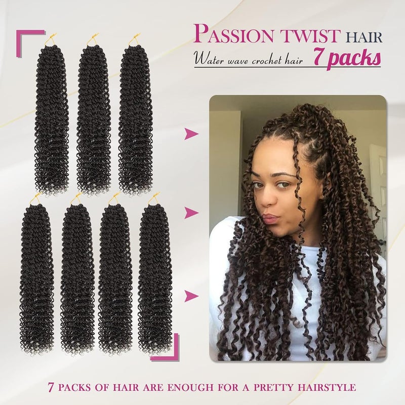Dansama Passion Twist Hair Water Wave Braiding Hair for Butterfly Style Crochet Braids Bohemian Hair Extensions (18inch (Pack of 7), 4) - Image 2