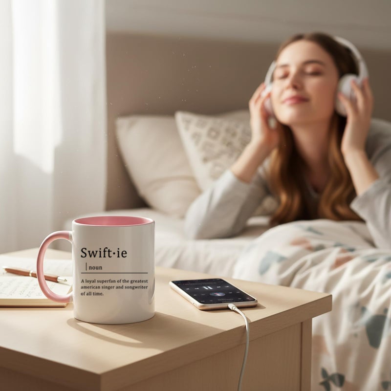 Toshiy Music Lover Coffee Mug, Swifie Mug, Musician Cup for Woman Christmas White Elephant Gifts for Music Lovers Fans 11OZ Pink - Image 5