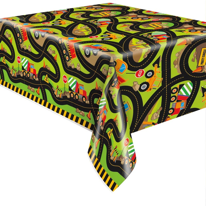 Unique Multicolored Construction Party Rectangular Plastic Table Cover 54 x 84 1 Count Perfect for Kids Birthdays BuildingThemed Bash
