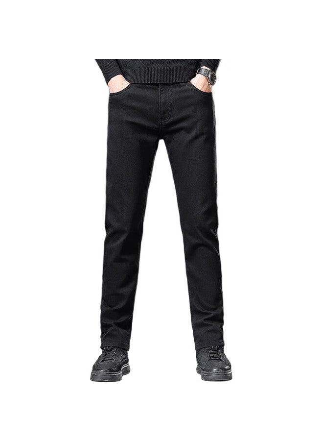 ROMON Jeans For Men, Autumn Elastic Slim Fit Korean Style Straight-Leg Pants, Business Casual Menswear Trousers, Hb01 Black, Size 36 - Image 3