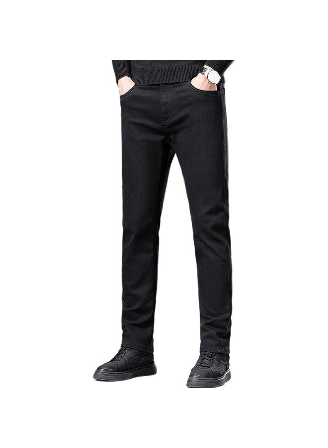 ROMON Jeans For Men, Autumn Elastic Slim Fit Korean Style Straight-Leg Pants, Business Casual Menswear Trousers, Hb01 Black, Size 36 - Image 2