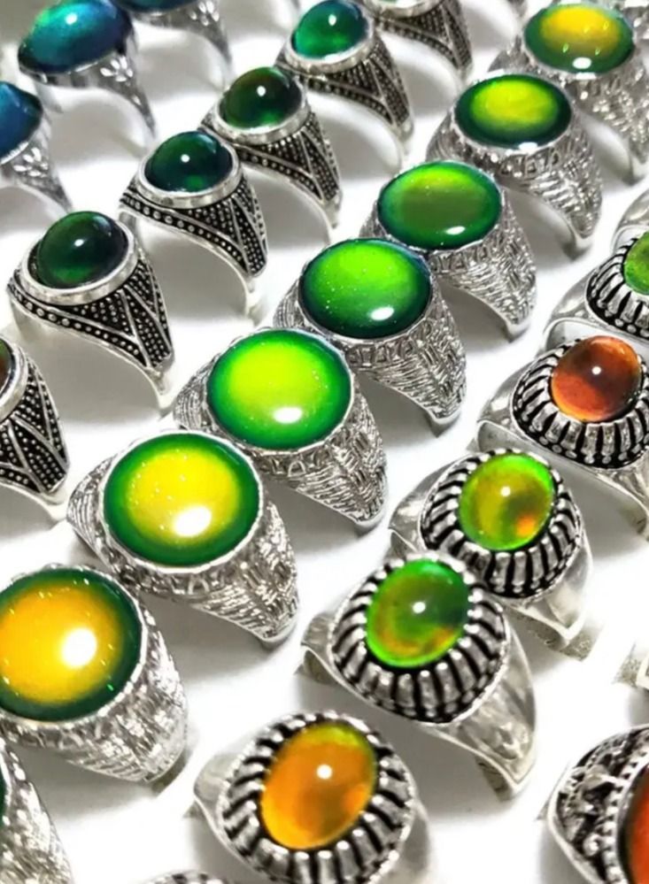 استراتيجية 10 قطع خاتم المزاج تغيير لون خاتم للمرأة والرجل - Image 1