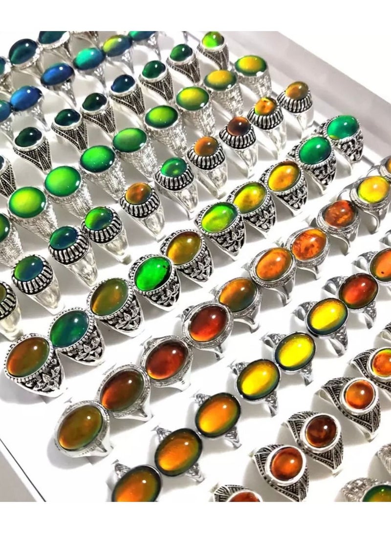 استراتيجية 10 قطع خاتم المزاج تغيير لون خاتم للمرأة والرجل - Image 2