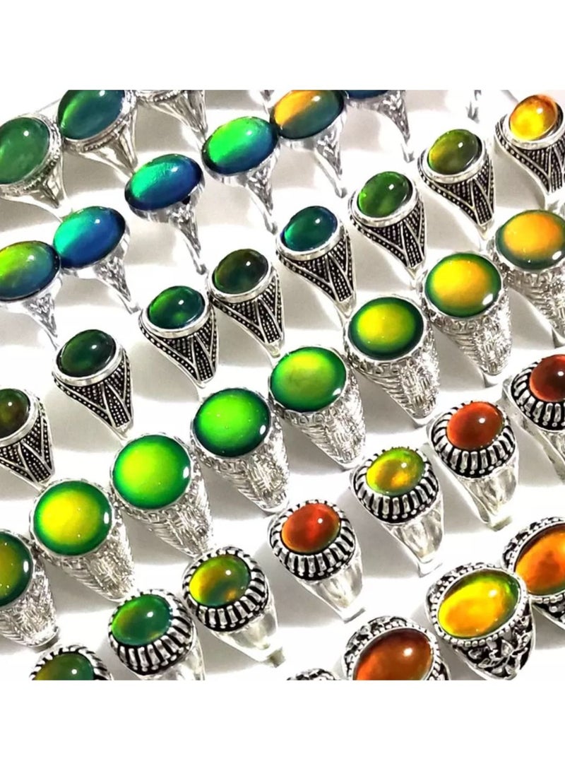 استراتيجية 10 قطع خاتم المزاج تغيير لون خاتم للمرأة والرجل - Image 3