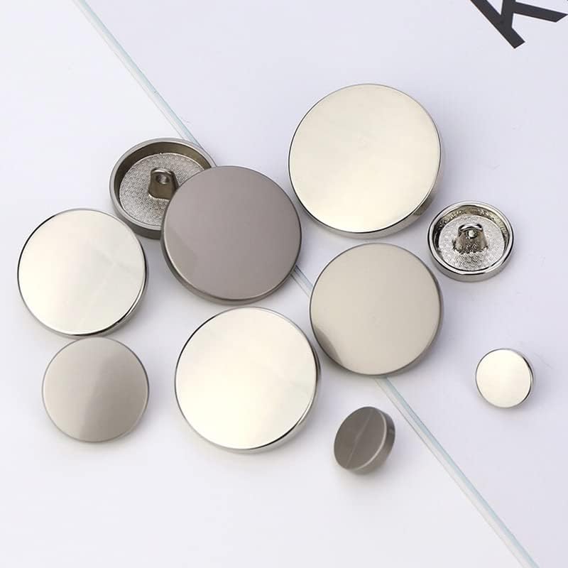 Buttons Vintage Buttons Button 10 Pcs Golden Metal Shank Sewing Buttons for Craft Alloy Button Clothing DIY Women's Coat Jacket Shirt Accessories Scrapbooking Buttons(Bright Silver,20mm) - Image 3