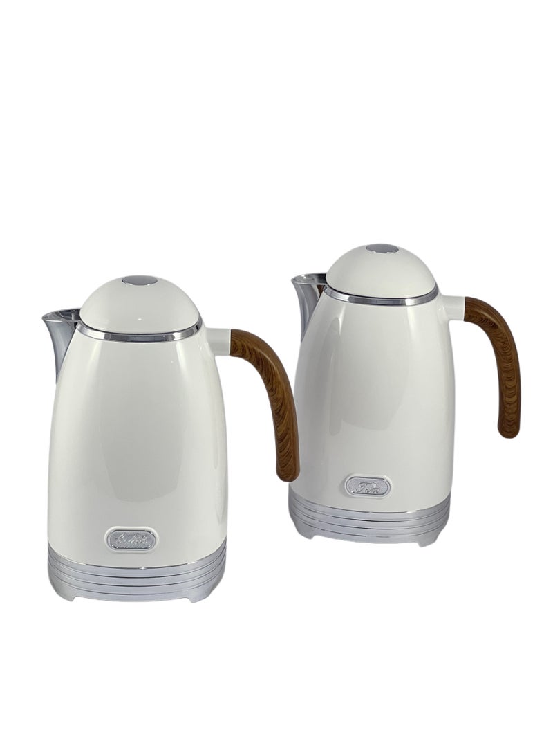 Homemaker White Silver Flask 1/1L 2 Pieces Stainless Steel Flask Set – Premium Insulated Flasks for Hot & Cold Beverages | Stylish and Durable Design - Image 1