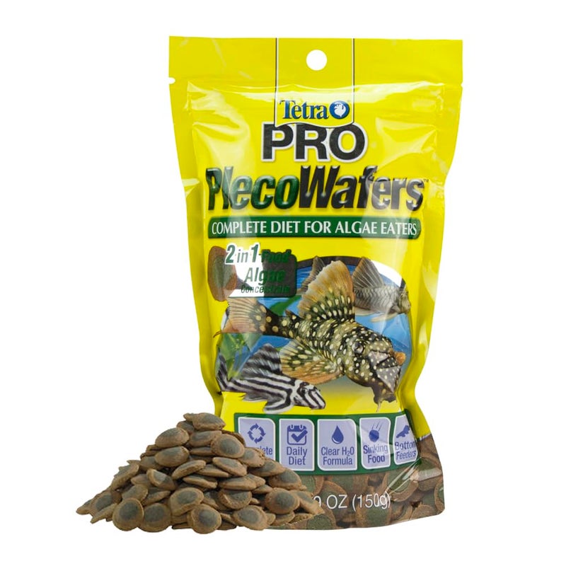 Tetra PRO PlecoWafers 5.29 Ounces, Nutritionally Balanced Vegetarian Fish Food for Bottom Feeders, Concentrated Algae Center - Image 1
