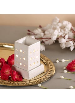 PROSPERRO LUMO PROSPERRO LUMO by Parkash Candles Ceramic Electric Aroma Diffuser Oil Burner I Aroma Burner Oil Diffuser I Oil Warmer Lamp Square Shape for Home Fragrance White  - Image 1
