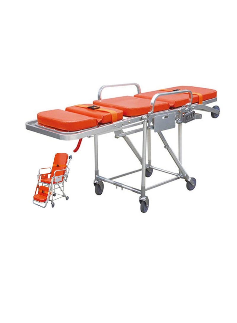 ABRONN Auto-Loading Chair Ambulance Stretcher - High-Quality Aluminum, Adjustable Back Rest, Foam Mattress, Pull Handle, Lock Set Fixture, Fold-Away Legs, One-Person Operation, Emergency Transport. - Image 1