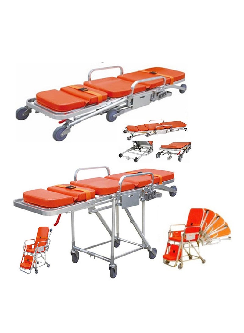 ABRONN Auto-Loading Chair Ambulance Stretcher - High-Quality Aluminum, Adjustable Back Rest, Foam Mattress, Pull Handle, Lock Set Fixture, Fold-Away Legs, One-Person Operation, Emergency Transport. - Image 2