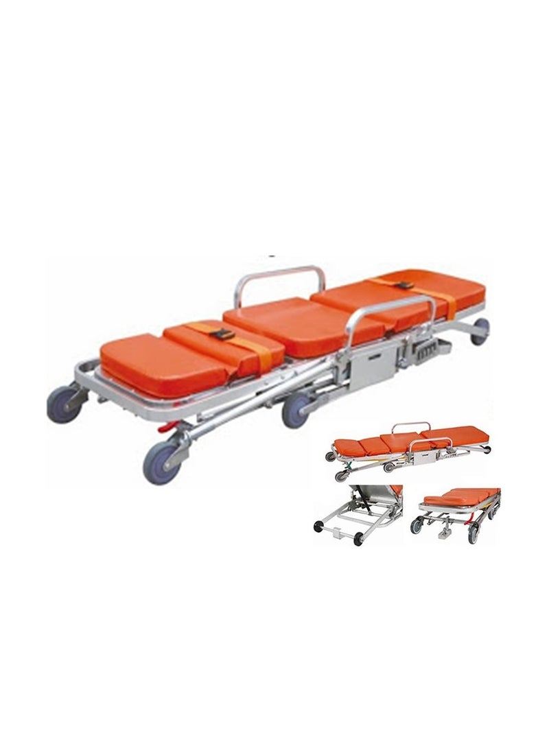 ABRONN Auto-Loading Chair Ambulance Stretcher - High-Quality Aluminum, Adjustable Back Rest, Foam Mattress, Pull Handle, Lock Set Fixture, Fold-Away Legs, One-Person Operation, Emergency Transport. - Image 4