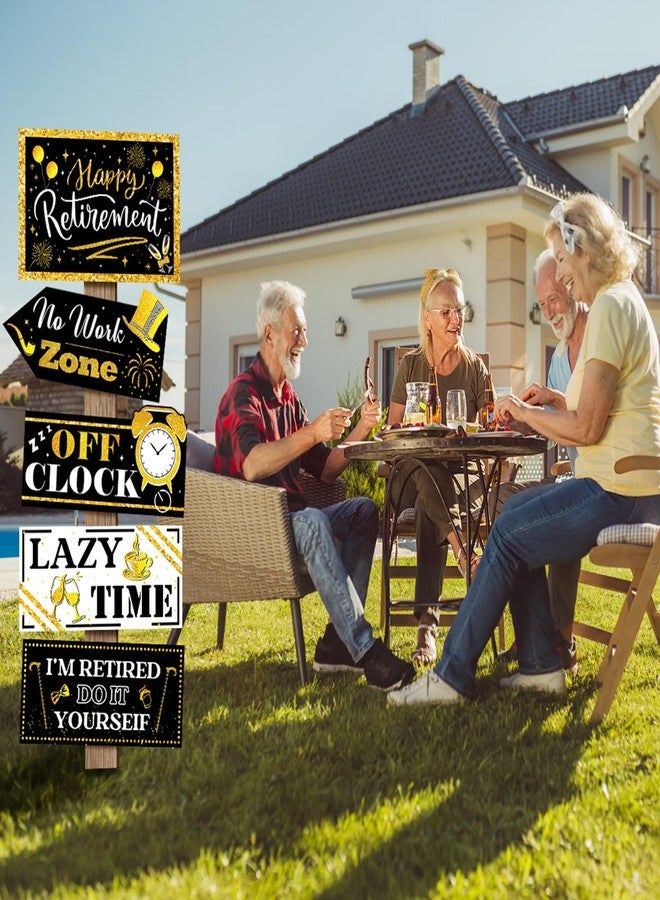 Abilat 20 Pcs Retirement Party Decorations Black and Gold Happy Retirement Banner Sign Retirement Themed Party Supplies for Outdoor Yard Decor Photo Booth Props - Image 3