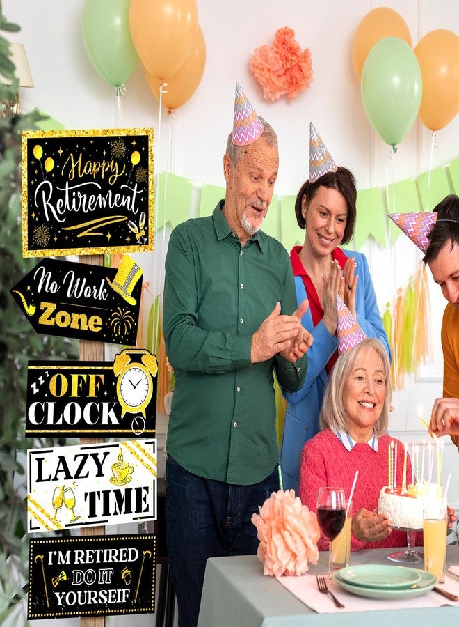 Abilat 20 Pcs Retirement Party Decorations Black and Gold Happy Retirement Banner Sign Retirement Themed Party Supplies for Outdoor Yard Decor Photo Booth Props - Image 5