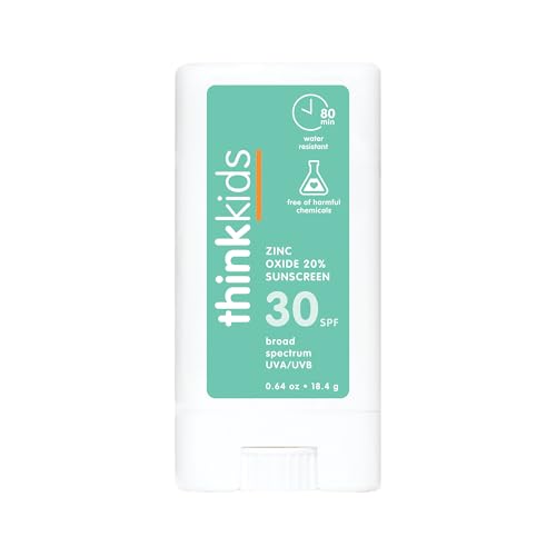 Thinksport Kids SPF 30 Mineral Sunscreen Stick 064 Oz Safe Natural Water Resistant Reef Safe Sunscreen for Children Broad Spectrum UVAUVB Sun Screen Travel Stick for Sun Protection