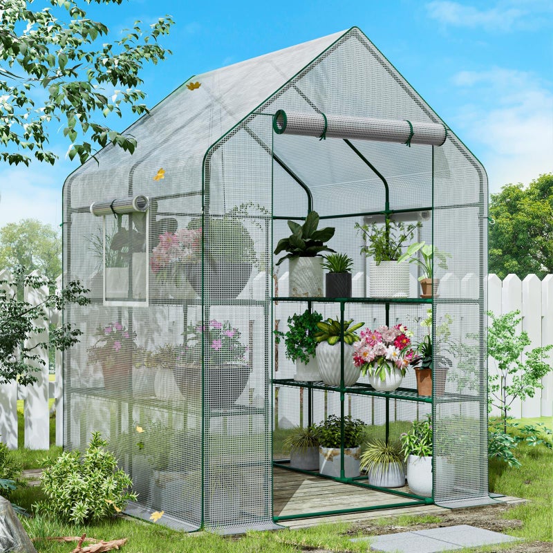 SPECILITE 56Ã—56Ã—78Inch Walk-in Greenhouse, Heavy Duty Small Plant House with Thicken PE Cover and Steel Frame, for Garden, Outdoors, Indoors, White - Image 1