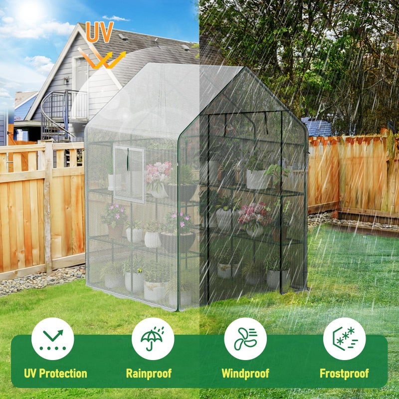 SPECILITE 56Ã—56Ã—78Inch Walk-in Greenhouse, Heavy Duty Small Plant House with Thicken PE Cover and Steel Frame, for Garden, Outdoors, Indoors, White - Image 2
