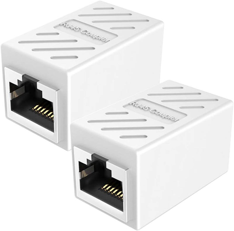PLUSPOE Ethernet Coupler, 2 Pack Inline Coupler Cable Extender Adapter Female to Female for Cat7 Cat6 Cat5e Cable - Image 1