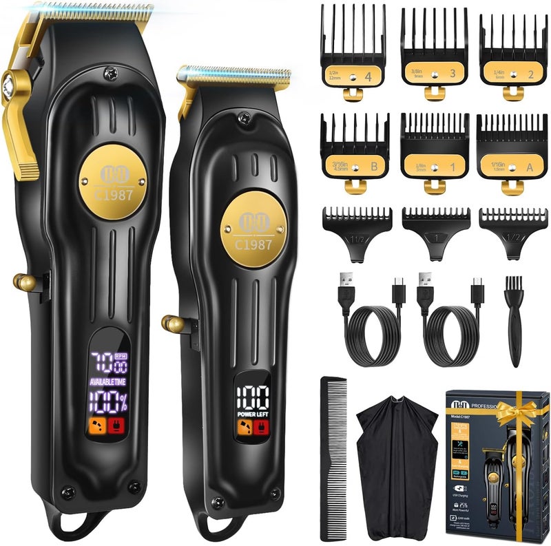 CIICII Mens Hair Clippers and Trimmers Set Professional Cordless Barber Clippers for Hair Cutting Kit Rechargeable USB Adjustable Beard  Hair Trimmer Haircut Kit Clippers for Men DIY Home Salon