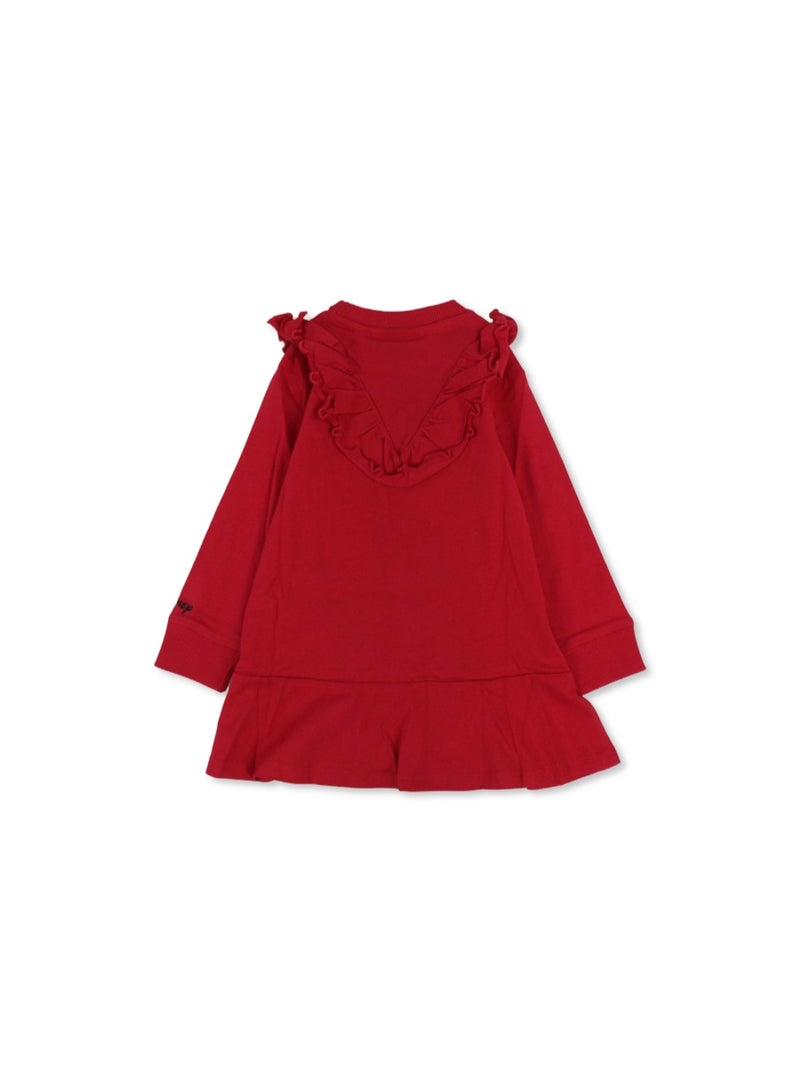 MTG Girls Cotton Long Sleeve Dress – Red with Minnie Bow Print - Image 2