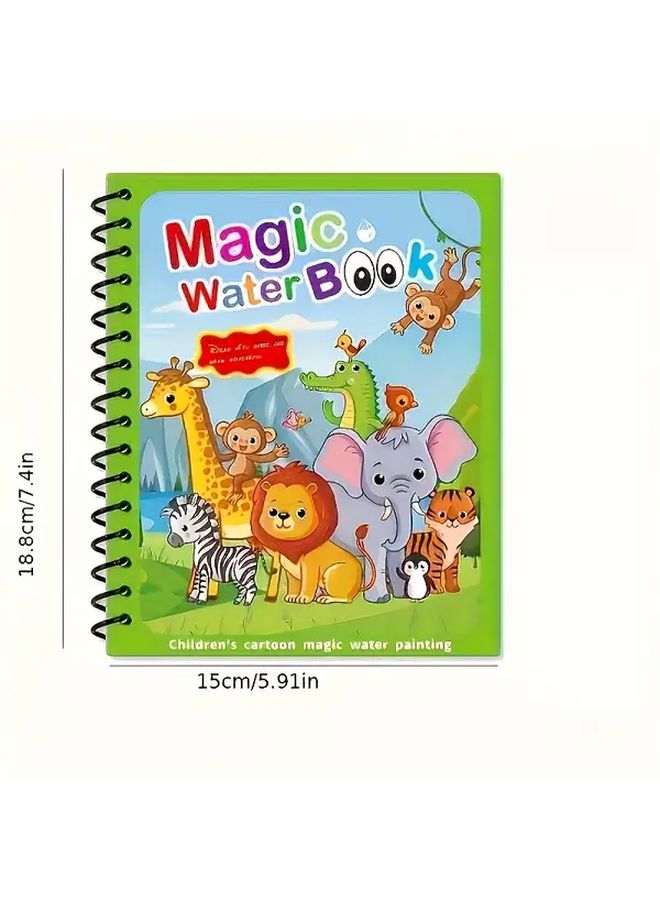 Blue Sea Animals Magic Water Book Reusable Doodle Cards With Pens Educational Water Painting Toy For Kids - Image 3