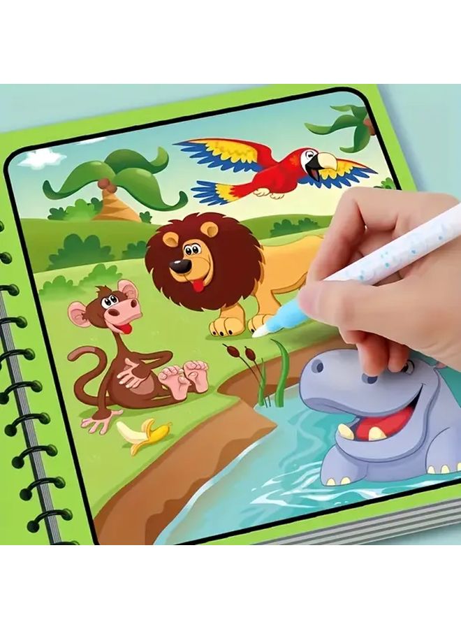 Blue Sea Animals Magic Water Book Reusable Doodle Cards With Pens Educational Water Painting Toy For Kids - Image 5