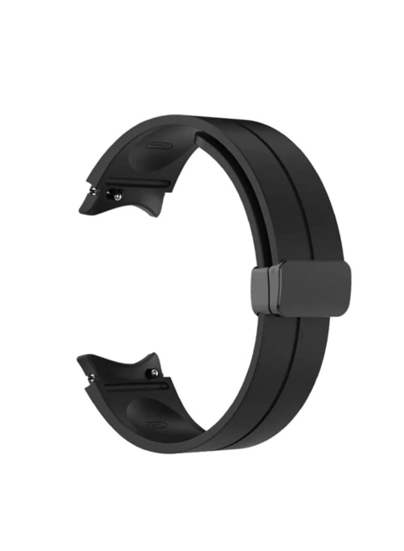 Premium Silicone Strap With Magnetic Closure Compatible With Galaxy Watch 4 40/44mm Black - Image 1
