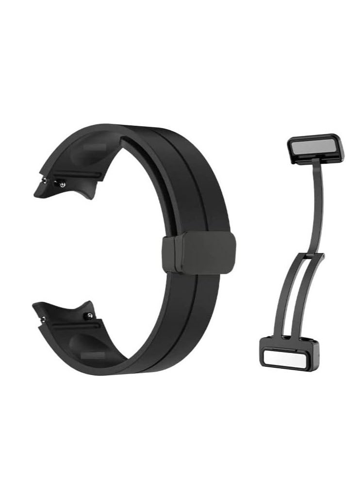 Premium Silicone Strap With Magnetic Closure Compatible With Galaxy Watch 4 40/44mm Black - Image 2