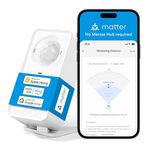 meross Matter Human Presence Sensor 3in1 PIR Light mmWave Radar Motion Sensor AI Motion Detector for Matter Smart Home Automation Supports HomeKit Alexa Google Home Assistant 24GHz WiFi - Image 1