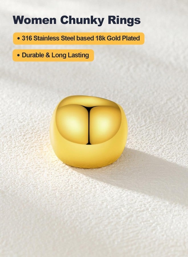 U7 Women Statement Rings Chunky Gold Dome Ring Pinky Rings, Women Dome Rings, Size 9 - Image 4