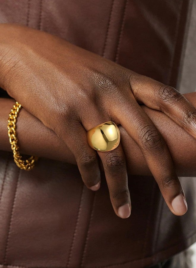 U7 Women Statement Rings Chunky Gold Dome Ring Pinky Rings, Women Dome Rings, Size 9 - Image 2