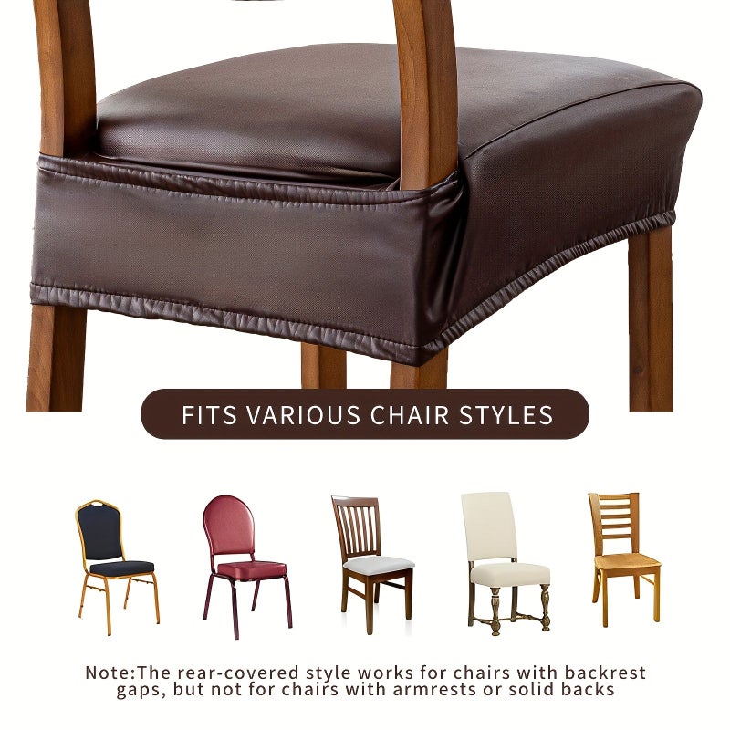6 Pcs Dark Coffee Faux Leather Pu Covered Stool Cover Wear Resistant Removable Washable Protective Cover For Summer Dining Table And Chair Home Restaurant Furniture Decoration - Image 5