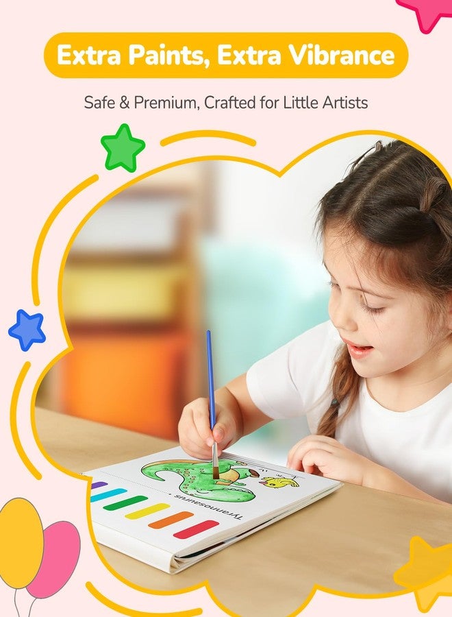 TECJOE 3 Pack Watercolour Books for Toddlers, Watercolour Paint Set with 6 Brushes, Painting Activity, Art and Craft Toys (Sea & Princess & Dinosaur) - Image 3