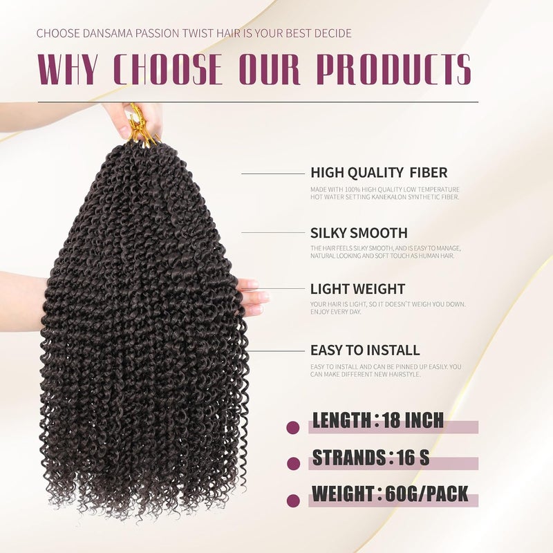 Dansama Passion Twist Hair Water Wave Braiding Hair for Butterfly Style Crochet Braids Bohemian Hair Extensions (18inch, #4, Economy Pack) - Image 3