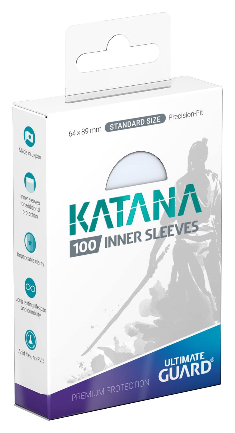 Ultimate Guard Katana Inner Card Sleeves, 100 Standard Size TCG Sleeves, 64 x 89mm, Clear, Tournament Sleeves, No PVC & Acid-Free, Optimal Double-Sleeving - Image 1