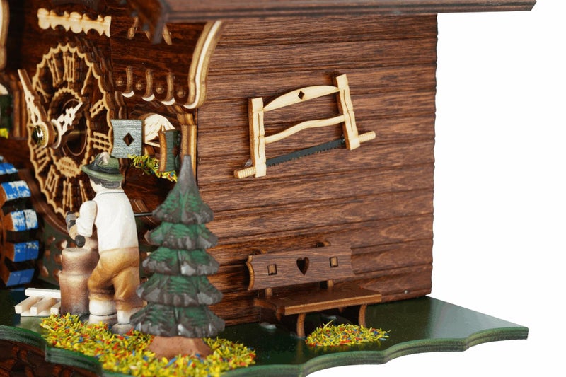 Trenkle Quartz Cuckoo Clock Black Forest House with Moving Wood Chopper and Mill Wheel, with Music TU 4217 QM - Image 2